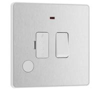 Evolve Brushed Steel (White) Switched 13A Fused Connection Unit With Power Led Indicator And Flex Outlet PCDBS52W-01