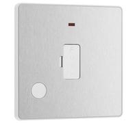 BG Evolve PCDBS54W 13A Unswitched Fused Connection Unit with Power LED Indicator & Flex Outlet - Brushed Steel (White)