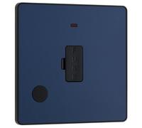 BG Electrical Unswitched Fused Connection Unit with LED Power Indicator and Flex Outlet, Fused Spur FCU, Double Pole, Screwless Front Plate, Round Edges, Evolve, Matt Blue, 13A, PCDDB54B