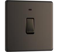 British General Bg Fbn31 Nexus Screwless Flat-Plate Single Switch Black Nickel Neon 2 Way 20A