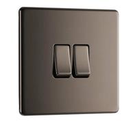 British General Bg Fbn42 Nexus Screwless Flat-Plate Double Light Switch Black Nickel 2 Way 10A