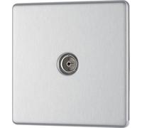 British General Bg Fbs60 Nexus Screwless Flat-Plate Single Coaxial Tv Outlet Brushed Steel