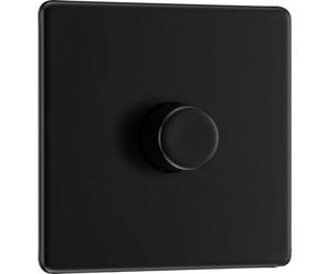 British General Bg Flatplate Screwless 200W Single Wall Dimmer Switch, Matt Black