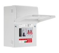 British General Bg Fortress Ip20, White, 5 Module Populated Ev Kit 100A Main Switch, 40A Mcb, Type 2 Spd