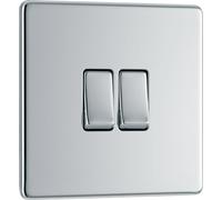 British General Bg Fpc42 Nexus Screwless Flatplate Double Light Switch Polished Chrome 2 Way 10A