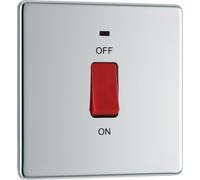 British General Bg Fpc74 Nexus Screwless Flat-Plate Double Pole Cooker Switch Polished Chrome Neon 45A