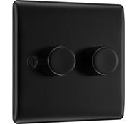 British General Bg Nexus Metal Matt Black 200W Double Dimmer Switch, 2-Way Push On/off, Trailing Edge