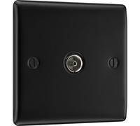 British General Bg Nexus Metal Matt Black Single Socket For Tv Or Fm Co-Axial Aerial Connection