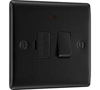 BG Electrical Switched Fused Connection Unit with LED Power Indicator, Fused Spur Switch, Double Pole, Raised and Slim Profile, Round Edges, Nexus Metal, Matt Black, 13A, NFB52