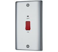 British General Bg Npc72 Nexus Metal Polished Chrome Large Plate 45A 2 Pole Neon Cooker Switch