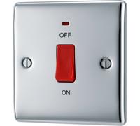 British General Bg Npc74 Nexus Metal Polished Chrome 45A 2 Pole Neon Cooker Switch
