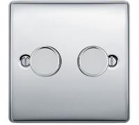 British General Bg Npc82P Nexus 2 Gang, 2 Way, 400W Dimmer Switches-Push Type Polished Chrome