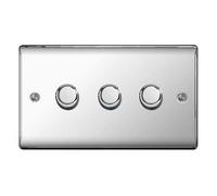 British General Bg Npc83P Nexus 3 Gang, 2 Way, 400W Dimmer Switches-Push Type Polished Chrome