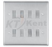 British General Brushed Steel 8 Gang Custom Grid Switch Panel Labelled Kitchen Appliance