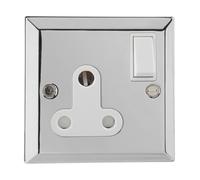 British General Chrome Single 1 Gang BS 546 Round Pin Socket 15A Plug
