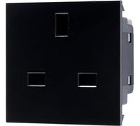 British General EMUKSB Black 13A 2 Module Euro Module UK Unswitched Socket