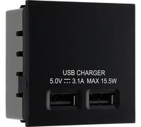 British General EMUSB3B Black 2x 3.1A USB-A 2 Module Euro Module USB Charger