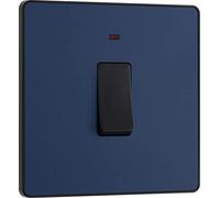 British General Evolve Double Pole Matt Blue Switch, 20A, LED Indicator, Wall Plate