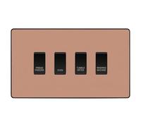 British General Evolve Polished Copper Custom Appliance Grid Switch 4 Gang Screwless