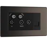 British General FBN69 Flatplate Screwless Quadplex TV/FM/SATx2 + Ret & Telephone Screened Socket