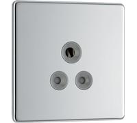 British General FPC29G Nexus Screwless Flat-Plate 5A Unswitched Round Pin Socket Round Pin Polished Chrome