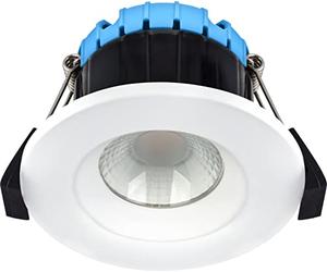 British General Ftype Smart Compact Regressed 6W 580Lm Dimmable Fire Rated Downlight - Ip65 - White Bezel Inc RGB+Cw