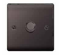 British General NBN81 Nexus Metal Black Nickel 1 Gang 200W 2 Way Trailing Edge Push Type Dimmer Switch