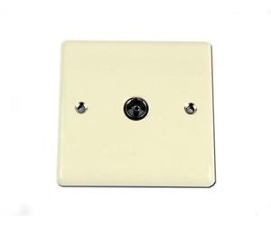 British General NCR60 Metal Single TV Coaxial Socket in Cream