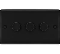 British General NFB83 Nexus Metal Matt Black 3 Gang 200W 2 Way Push On-Off Intelligent LED Dimmer Switch