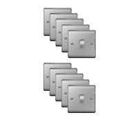 British General Pack of 10 x BG NBS12 Brushed Steel/Satin Chrome Single Light Switch - 10 amp 1 or 2 Way
