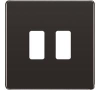 British General RFBN2 Nexus Screwless Grid Black Nickel 2 Module Front Plate