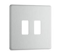 British General RFBS2 Nexus Screwless Grid Brushed Steel 2 Module Front Plate