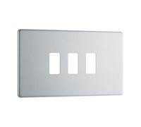 British General RFBS3 Nexus Screwless Grid Brushed Steel 3 Module Front Plate