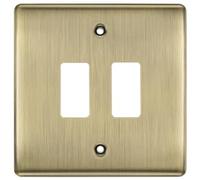 British General RNAB2 Nexus Metal Antique Brass 2 Module Grid Front Plate