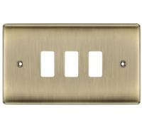 British General RNAB3 Nexus Metal Antique Brass 3 Module Grid Front Plate