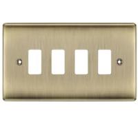 British General RNAB4 Nexus Metal Antique Brass 4 Module Grid Front Plate