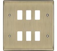 British General RNAB6 Nexus Metal Antique Brass 6 Module Grid Front Plate