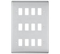 British General RNBS12 Nexus Grid Brushed Steel 12 Module Front Plate