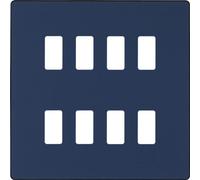 British General RPCDDB8B Evolve Grid Matt Blue 8 Module Square Front Plate - Black Trim