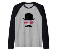 British Gentleman Bowler Hat, Union Jack Aviators Raglan Baseball Tee
