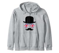 British Gentleman Bowler Hat, Union Jack Aviators Zip Hoodie
