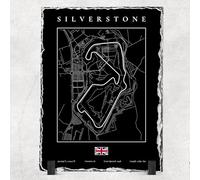 British Grand Prix (Silver stone) Grand Prix Track F1 Slate Plaque with Stand - 200mm x 150mm - Coordinates Keepsake for F1 Race Fans (BLACK)