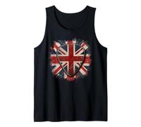 British Guitar Pick Union Jack Guitarist Vintage Music Tank Top