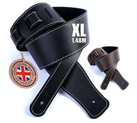 British Handmade Real Leather Guitar Strap: Finest Deluxe Italian Nappa Leather, 1.48m XL long Guitar Belt - Suits Electric, Bass or Acoustic Instruments (inc Semi/Electro)