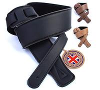 British Handmade Real Leather Guitar Strap: Finest Ultra Soft Italian Nappa Leather, 130cm long Foam Cushion Padded Guitar Belt - Suits Electric, Bass or Acoustic Instruments (inc Semi/Electro)