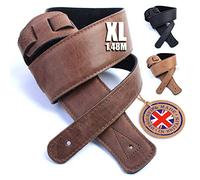 British Handmade Real Leather Guitar Strap: Finest Ultra Soft Italian Nappa Leather, 148cm long Foam Cushion Padded Guitar Belt - Suits Electric, Bass or Acoustic Instruments (inc Semi/Electro)