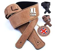 British Handmade Real Leather Guitar Strap: Finest Ultra Soft Italian Nappa Leather, 148cm long Foam Cushion Padded Guitar Belt - Suits Electric, Bass or Acoustic Instruments (inc Semi/Electro)