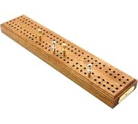 British Hardwood Cribbage Board with Peg Storage - 24cm - Supplied with 4 Metal Pegs