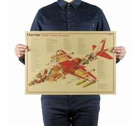 British Harrier GR.MK 7 Aircraft Plane Posters & Prints - 36X51 CM Vintage Fighter Jet Design Diagram Series Kraft Paper - Air Force Aviation Military Wall Art Picture Room Office Home Decor