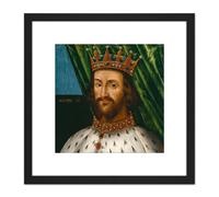 British Henry II King Portrait 8X8 Inch Square Wooden Framed Wall Art Print Picture with Mount Artery8 Black One Size